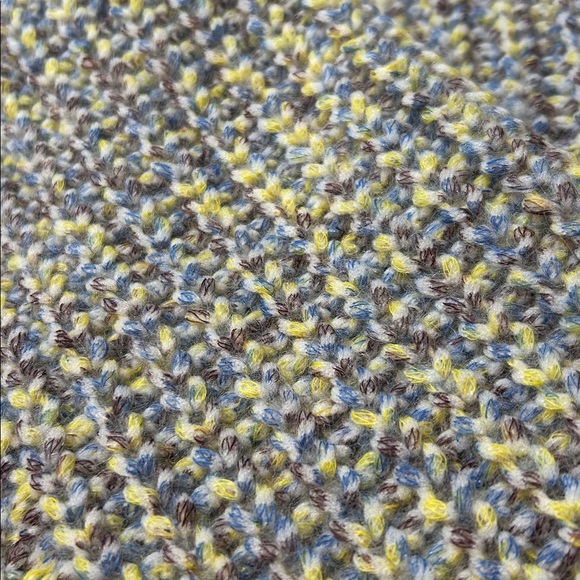 Stitches and Stripes Chunky Crewneck Sweater Size Medium blue yellow cream brown - Picture 5 of 7